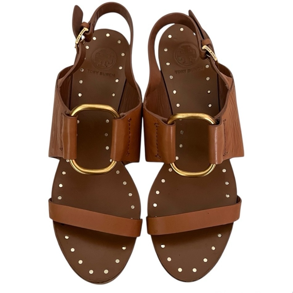 Tory Burch Ravello Women's Studded Platform Wedge Leather Sandal Size 8
